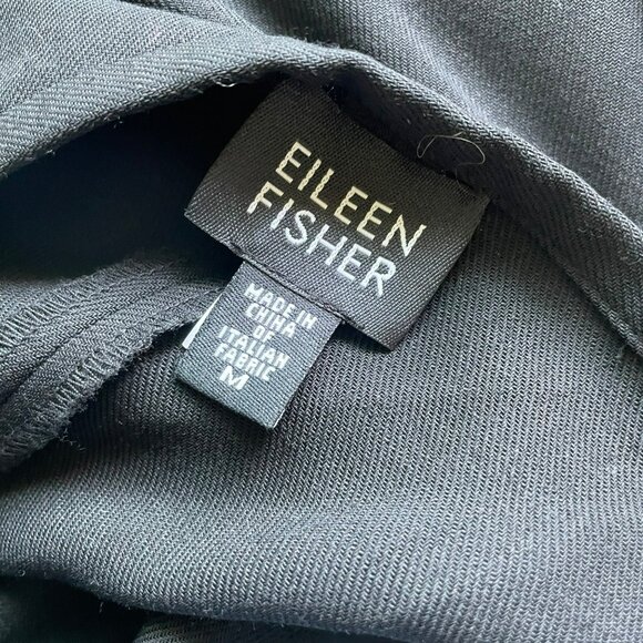 Eileen Fisher Flat Front Wool Trouser Pants Size Medium Side Zip Black Minimal - Picture 4 of 7